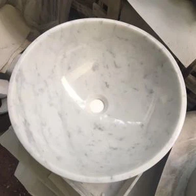 Pultová deska Carrara White Marble Round Basin